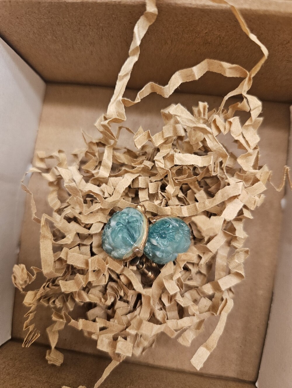 Vintage Carved Screw Back Earrings